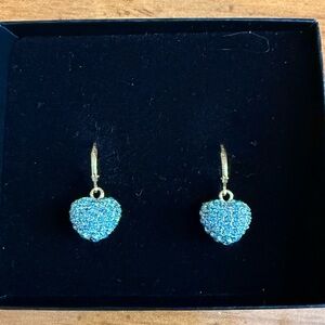 Joan Rivers Gold and Blue Heart Earrings